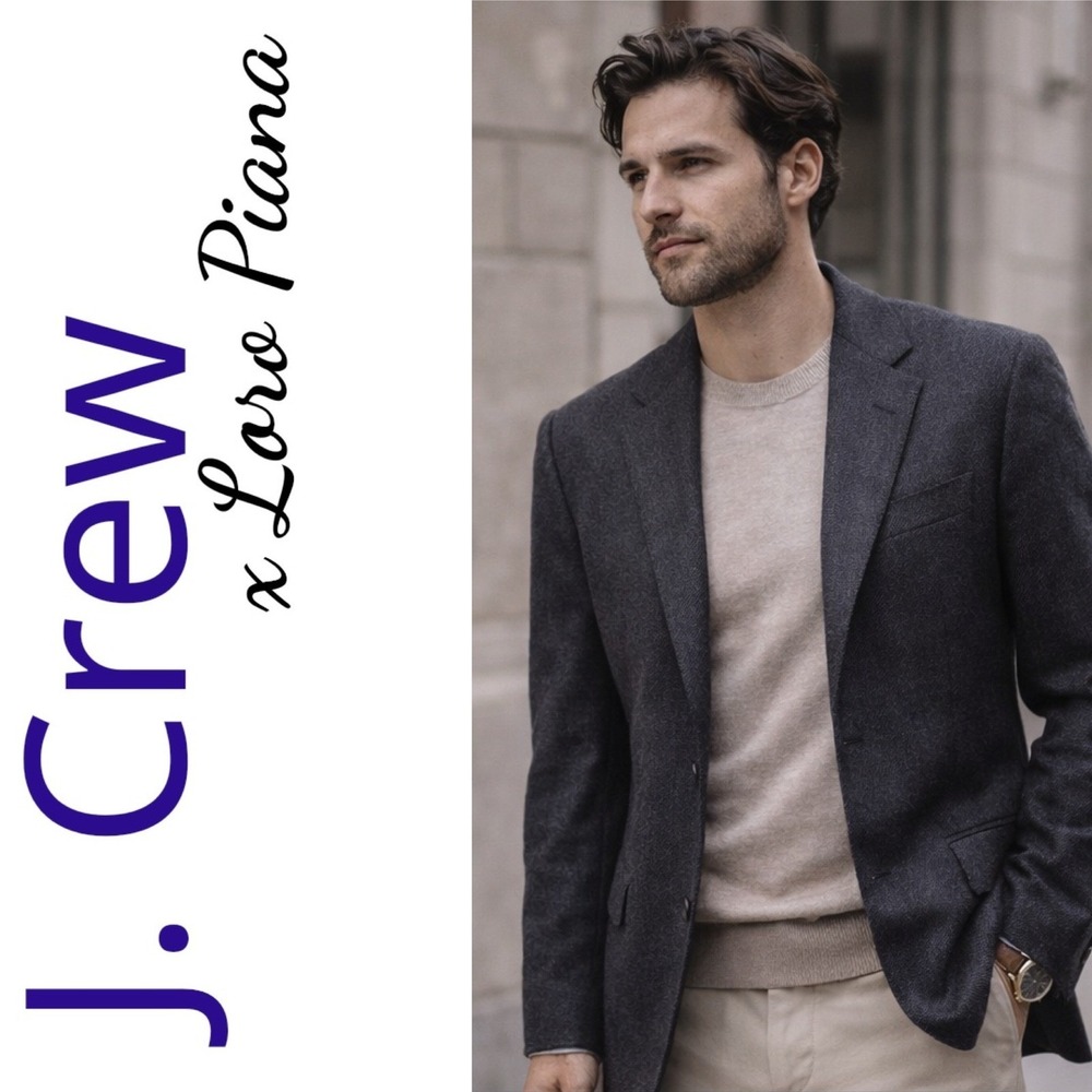 J Crew x Loro Piana Ludlow Blazer Mens Slim Fit Wool Cashmere Dark Gray, 34S